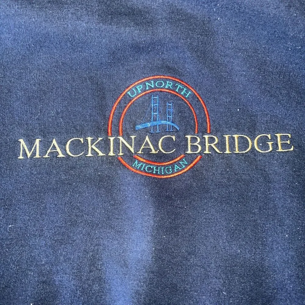 Vintage Up North Mackinac Bridge Michigan Sweatshirt Gilden Heavy Blend Adult L - Picture 3 of 9